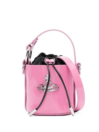 Vivienne Westwood Mini Daisy High-shine Bucket Bag In Pink