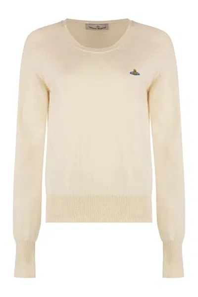 Vivienne Westwood Bea Cotton Blend Crew-neck Sweater In Panna