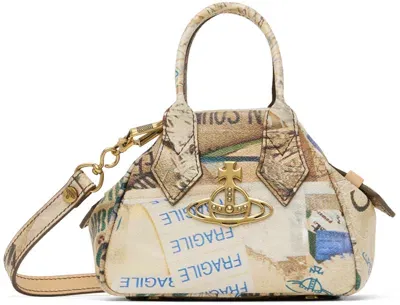 Vivienne Westwood Beige Mini Yasmine Bag In C303 Rubbish Print