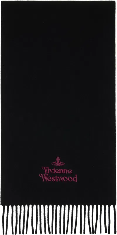 Vivienne Westwood Black Embroidered Scarf