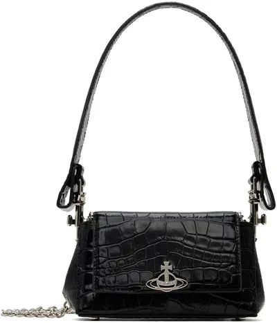 Vivienne Westwood Womens Black Hazel Croc-embossed Leather Top-handle Bag