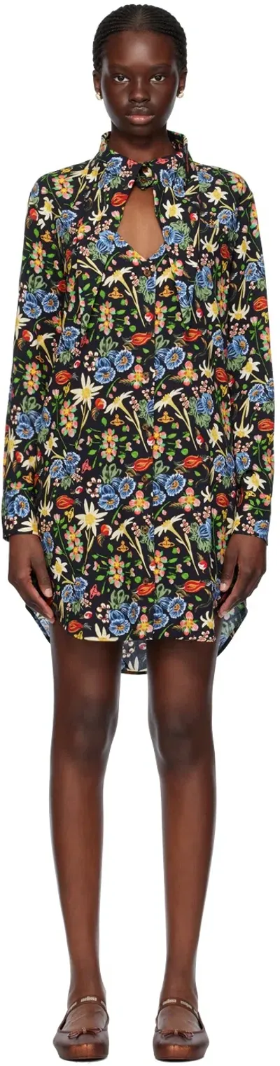 Vivienne Westwood Black Heart Minidress In O335 Folk Flower