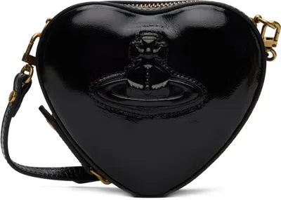 Vivienne Westwood Black Mini Heart Crossbody Bag In N404 Black Inj Orb