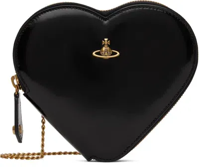 Vivienne Westwood Black New Heart Crossbody Bag In Aw24-n405