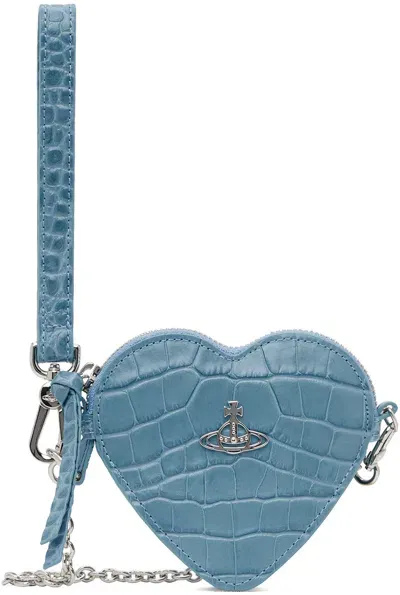 Vivienne Westwood Blue Heart Wristlet Pouch In K403 Light Blue