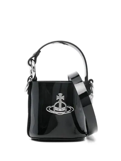 Vivienne Westwood Daisy Leather Bucket Bag In Schwarz