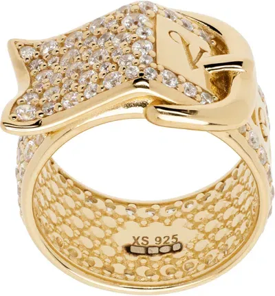 Vivienne Westwood Gold Pave Belt Ring In Aw21-r102