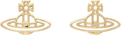 Vivienne Westwood Gold Thin Lines Flat Orb Stud Earrings