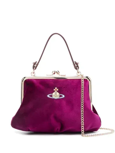 Vivienne Westwood Granny Frame Velvet Top Handle Bag In Purple