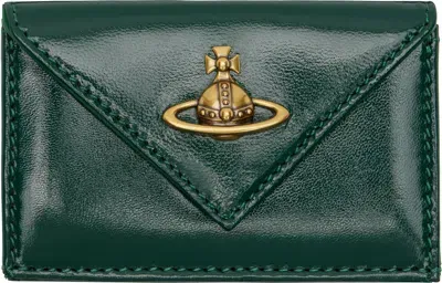 Vivienne Westwood Green 3d Orb Envelope Billfold Wallet