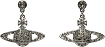 Vivienne Westwood Gunmetal Mini Bas Relief Earrings In S108 Ruthenium Black