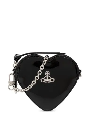 Vivienne Westwood Heart Chain Pouch In Black