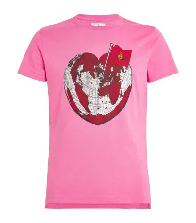 Vivienne Westwood Heart World T-shirt In Aw24-pink