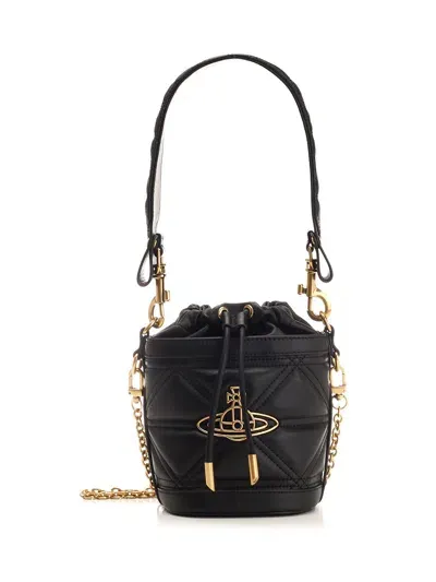 Vivienne Westwood Kitty Small Bucket Bag In Black