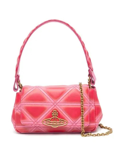 Vivienne Westwood Small Hazel Quilted Leather Bag In Pink/red