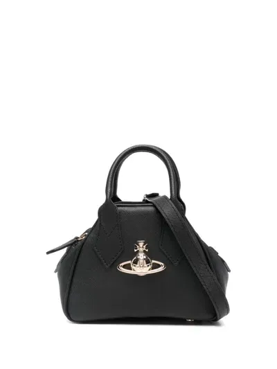 Vivienne Westwood Mini Yasmine Saffiano Leather Bag In Black