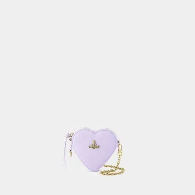 Vivienne Westwood Moire Heart Wristlet Bag In Purple