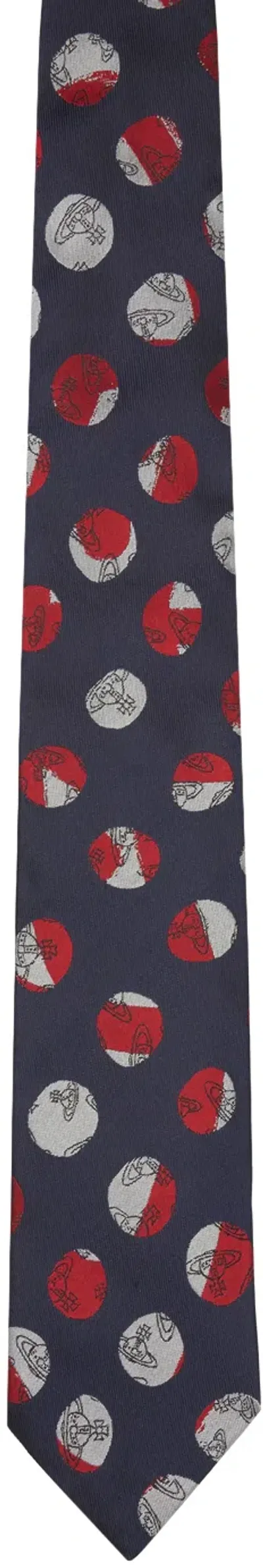 Vivienne Westwood Navy Dots Tie In Navy Blue