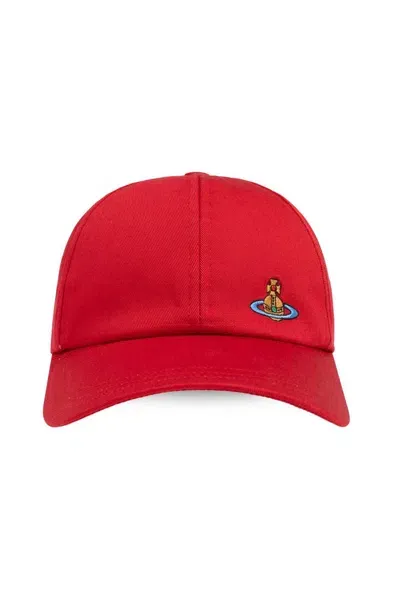 Vivienne Westwood Orb Embroidered Baseball Cap In Red