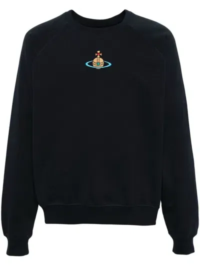 Vivienne Westwood Orb-embroidered Cotton Sweatshirt In Blue