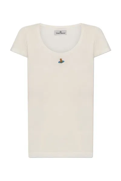 Vivienne Westwood Orb Embroidered Crewneck T In White