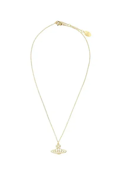 Vivienne Westwood Orb Pendant Thin Line Necklace In Gold