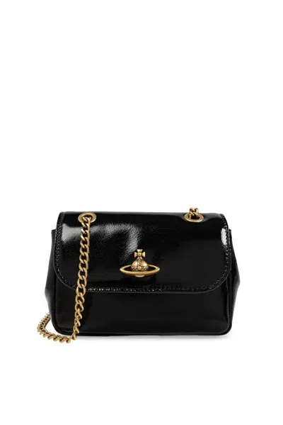 Vivienne Westwood Orb Plaque Shoulder Bag In Black