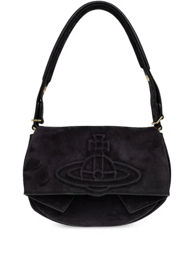 Vivienne Westwood Orb-print Shoulder Bag In Black