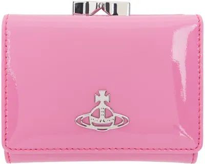 Vivienne Westwood Pink Shiny Patent Small Frame Wallet In G406 Pink