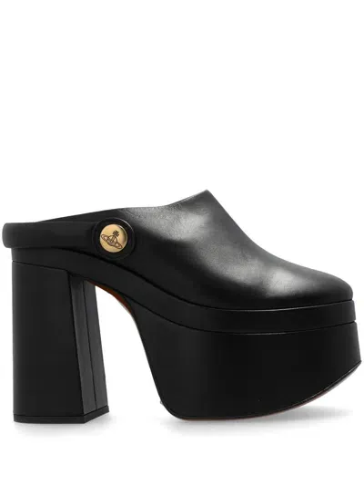 Vivienne Westwood Platform Leather Mules In Black