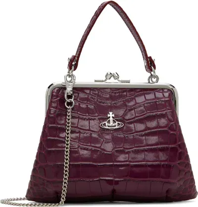 Vivienne Westwood Granny Frame Emboss Leather Bag In Purple