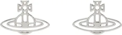 Vivienne Westwood Silver Thin Lines Flat Orb Stud Earrings In Ss20-w003