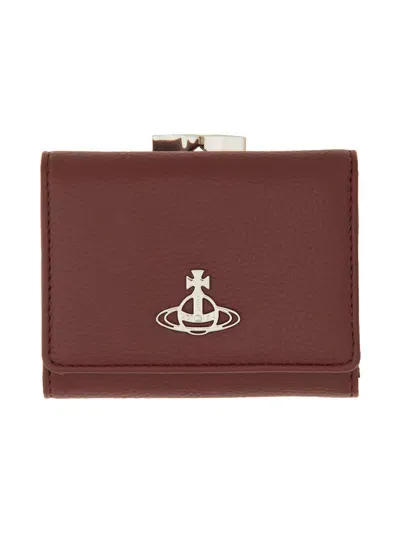 Vivienne Westwood Tri-fold Small Frame Wallet In Bordeaux