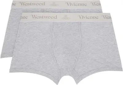 Vivienne Westwood Two-pack Gray Logo Boxer Briefs In Ss24-p401