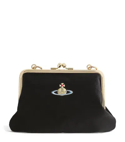 Vivienne Westwood Velvet Granny Frame Purse In Black