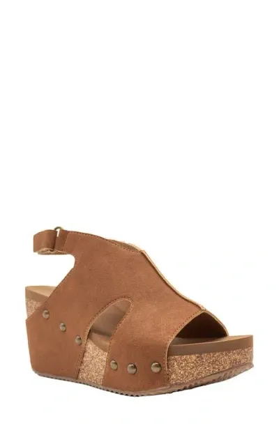 Volatile Beecher Slingback Platform Wedge Sandal In Cognac