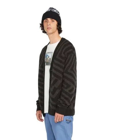 Volcom Driftop Jacquard Cardigan In Black