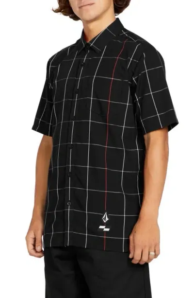 Volcom Schroff X  Plaid Short Sleeve Button-up Shirt In Black