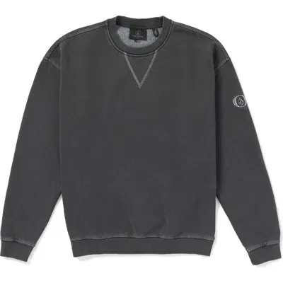 Volcom Skate Vitals Remy Crewneck Cotton Blend Sweatshirt In Asphalt Black