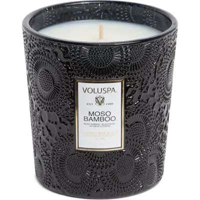 Voluspa Moso Bamboo Embossed Glass Classic Candle In Blue