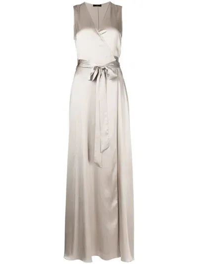 Voz Frontward Wrap Maxi Dress In Grey