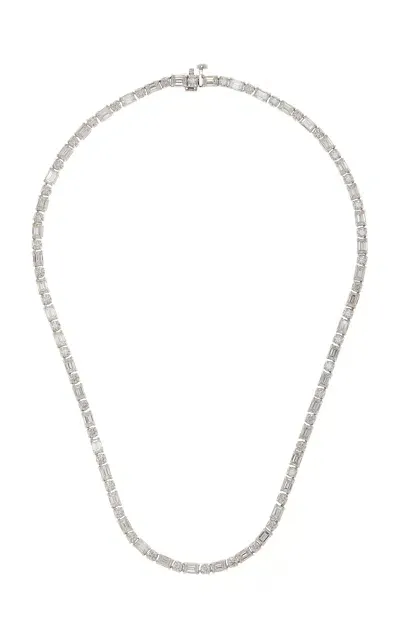 Vrai 14k White Gold Diamond Tennis Necklace In Metallic