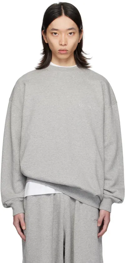 Vtmnts Gray Embroidered Sweatshirt In Grey Melange