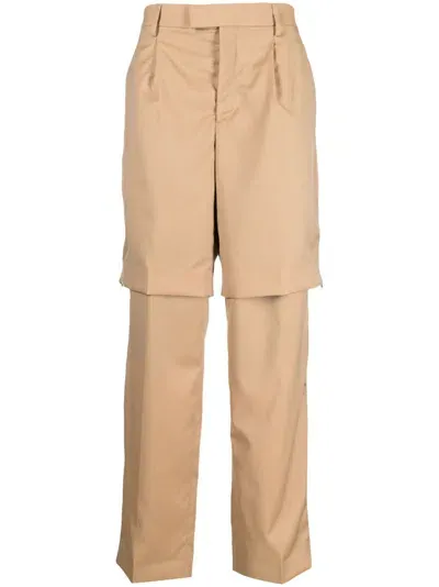 Vtmnts Layered Straight-leg Trousers In Brown