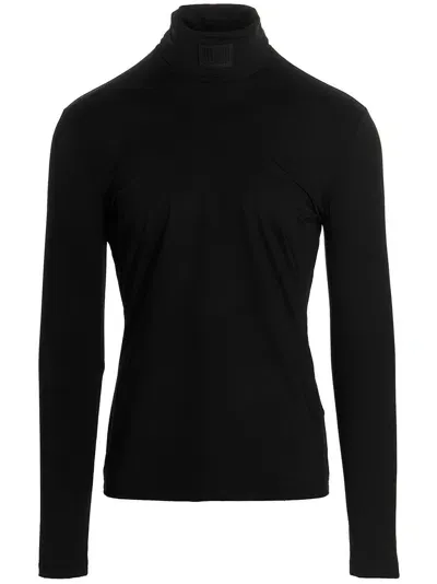 Vtmnts Logo-patch Roll-neck Jumper In Black