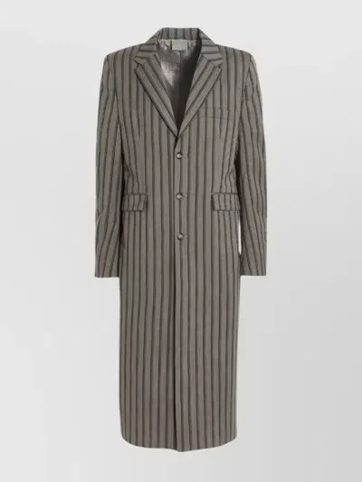 Vtmnts Striped Long Coat In Grey