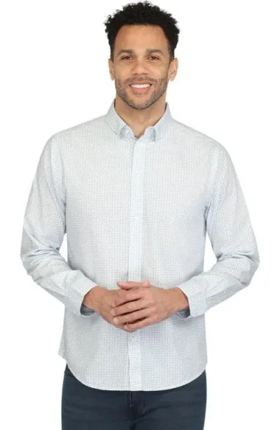 Vustra Square Print Long Sleeve Shirt In White