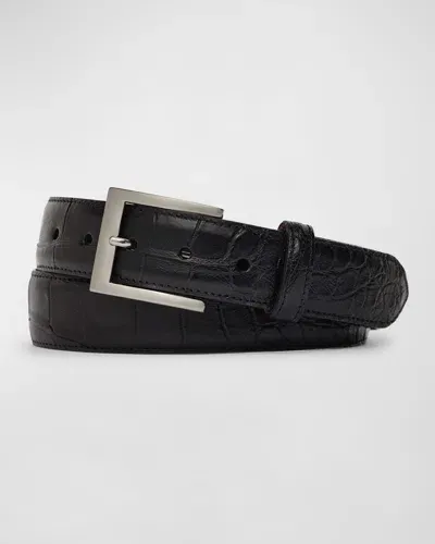 W. Kleinberg Men's Matte Alligator Belt In Black