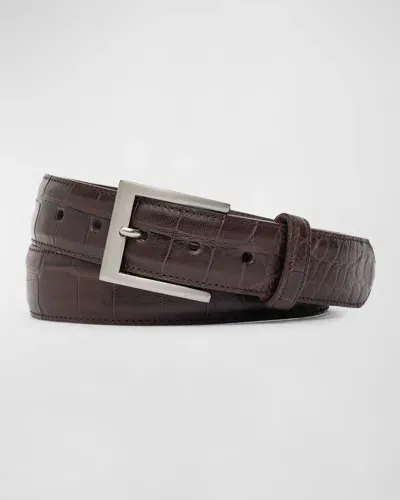 W. Kleinberg Men's Matte Alligator Belt In Chocolat