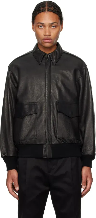 Wacko Maria Black A-2 Flight Leather Jacket